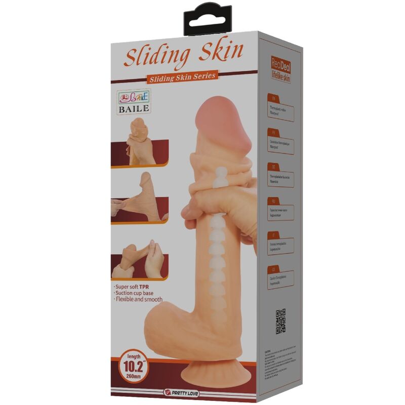 PRETTY LOVE - SLIDING SKIN SERIES REALISTIC DILDO WITH SLIDING SKIN SUCTION CUP FLESH 26 CM - 4