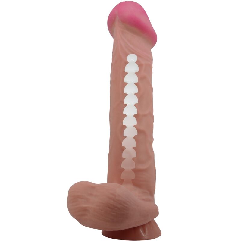 PRETTY LOVE - SLIDING SKIN SERIES REALISTIC DILDO WITH SLIDING SKIN SUCTION CUP BROWN 26 CM - 3