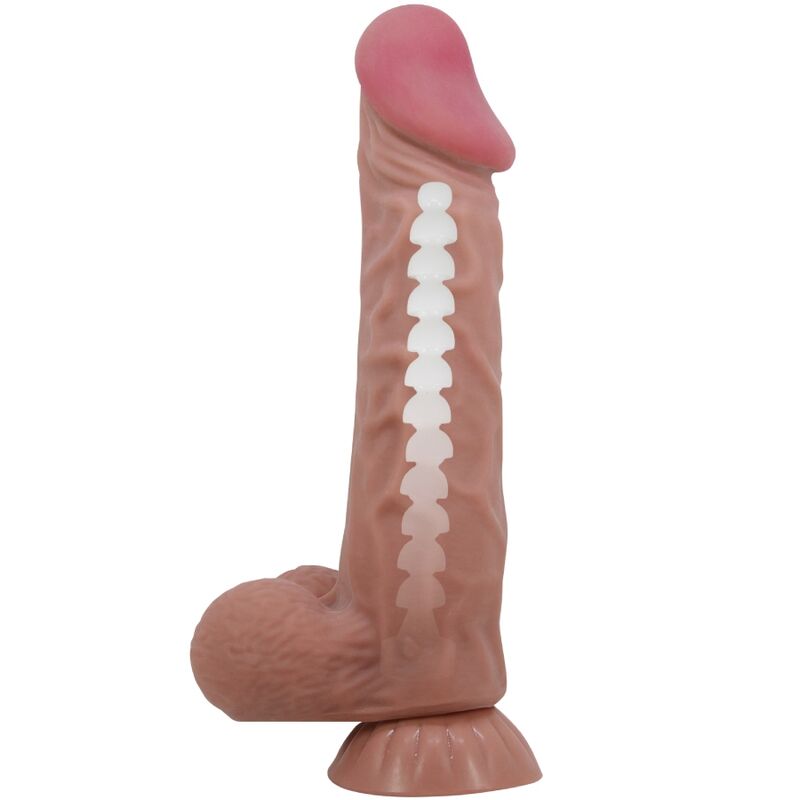 PRETTY LOVE - SLIDING SKIN SERIES REALISTIC DILDO WITH SLIDING SKIN SUCTION CUP BROWN 24 CM - 5