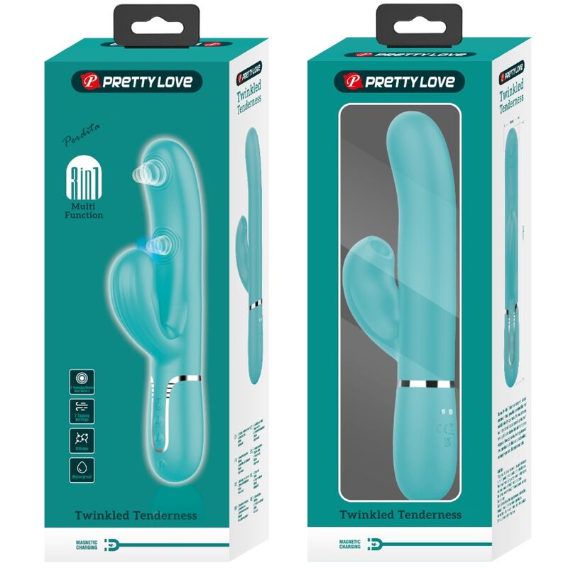 PRETTY LOVE - PERLITA VIBRATEUR POINT G MULTIFONCTION 3 EN 1 VERT AQUA