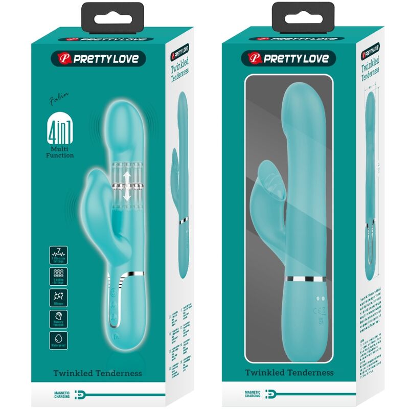 PRETTY LOVE - RABBIT VIBRATOR PEARLS AQUA GREEN - 10