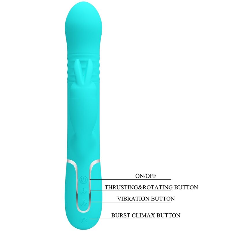 PRETTY LOVE - COALE RABBIT VIBRATOR PEARLS AQUA GREEN - 8
