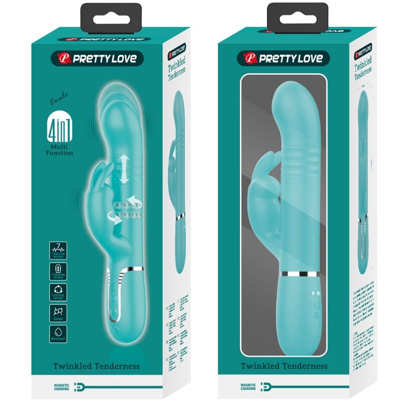 PRETTY LOVE - COALE RABBIT VIBRATOR PEARLS AQUA GREEN - 10