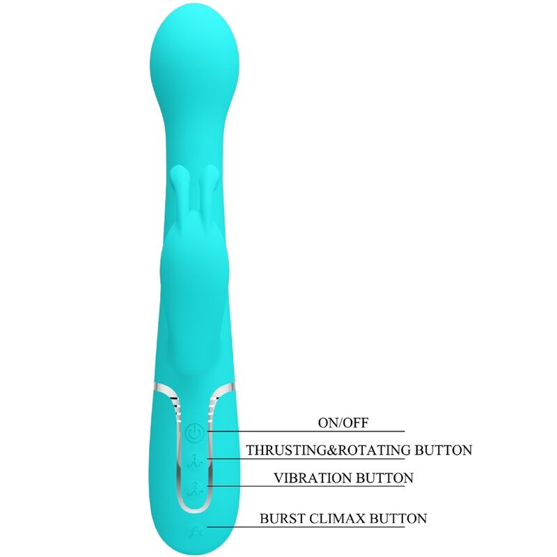 PRETTY LOVE - DEJON RABBIT VIBRATOR 3 IN 1 MULTIFUNCTION AQUA GREEN - 7