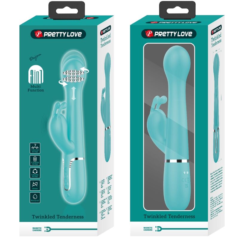 PRETTY LOVE - DEJON RABBIT VIBRATOR 3 IN 1 MULTIFUNCTION AQUA GREEN - 3
