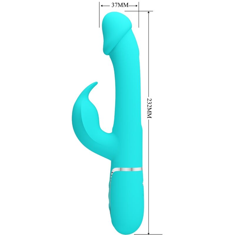 PRETTY LOVE - KAMPAS RABBIT 3 IN 1 MULTIFUNCTION VIBRATOR WITH TONGUE AQUA GREEN - 8