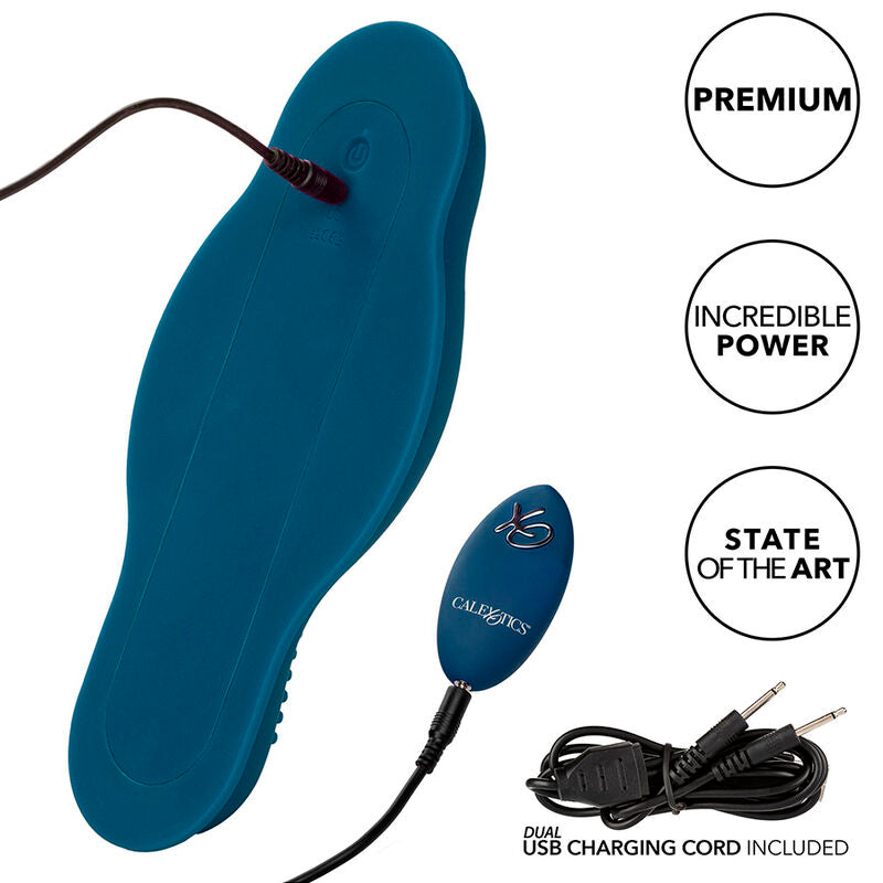 CALEXOTICS - RIDER MASSAGER DOUBLE MOTOR REMOTE CONTROL BLUE - 1