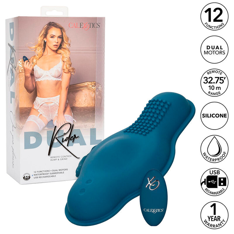 CALEXOTICS - RIDER MASSAGER DOUBLE MOTOR REMOTE CONTROL BLUE - 18