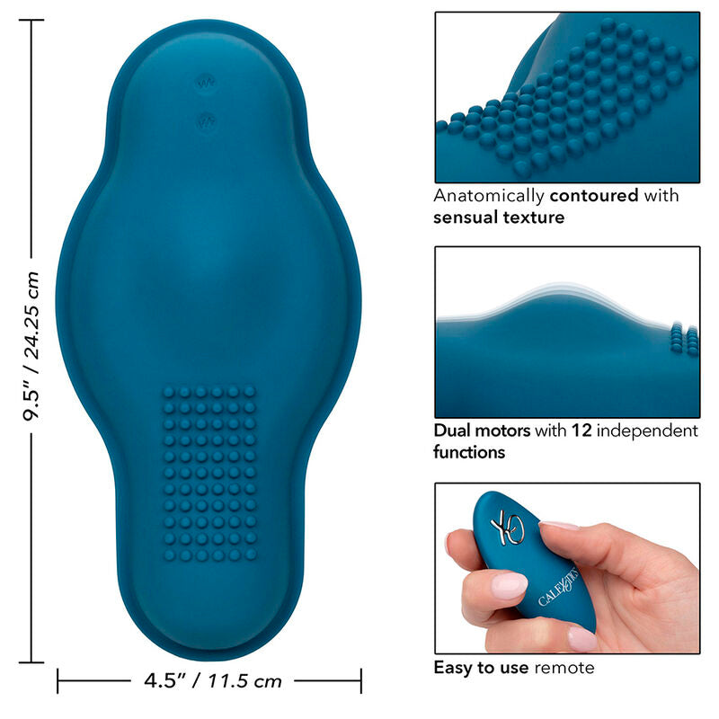 CALEXOTICS - RIDER MASSAGER DOUBLE MOTOR REMOTE CONTROL BLUE - 16