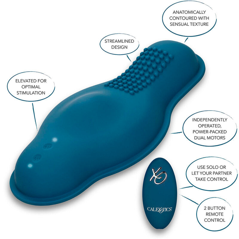 CALEXOTICS - RIDER MASSAGER DOUBLE MOTOR REMOTE CONTROL BLUE - 4