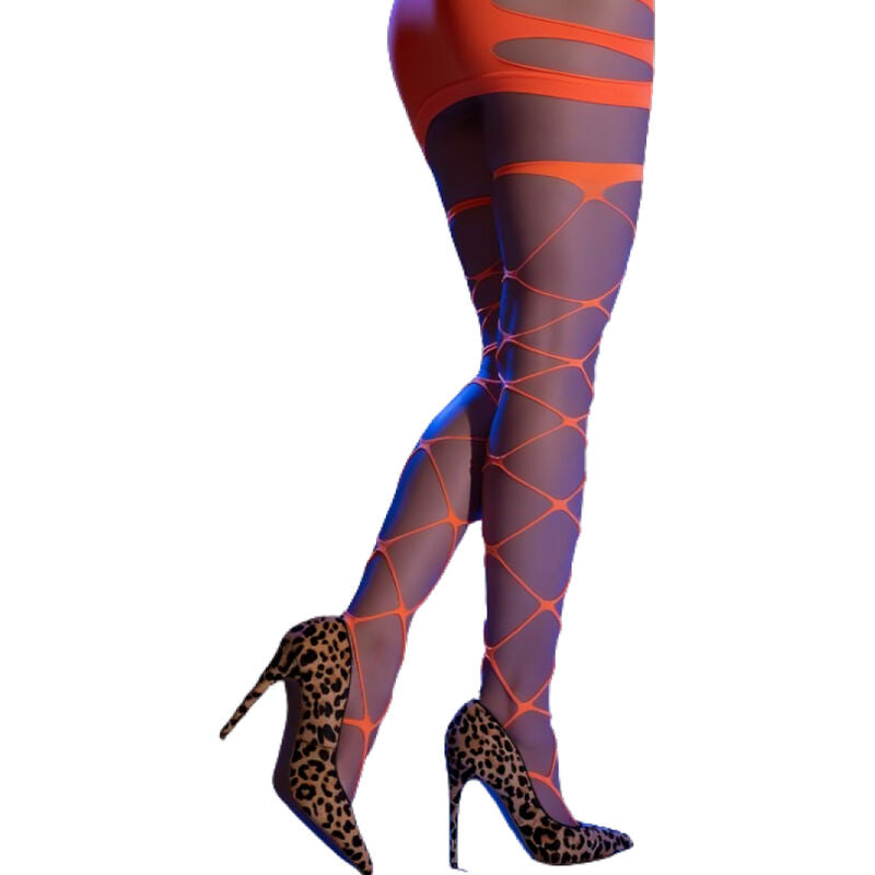 CHILIROSE - CR 4706 CABARET TIGHTS ORANGE S/M - ORANGE - 6