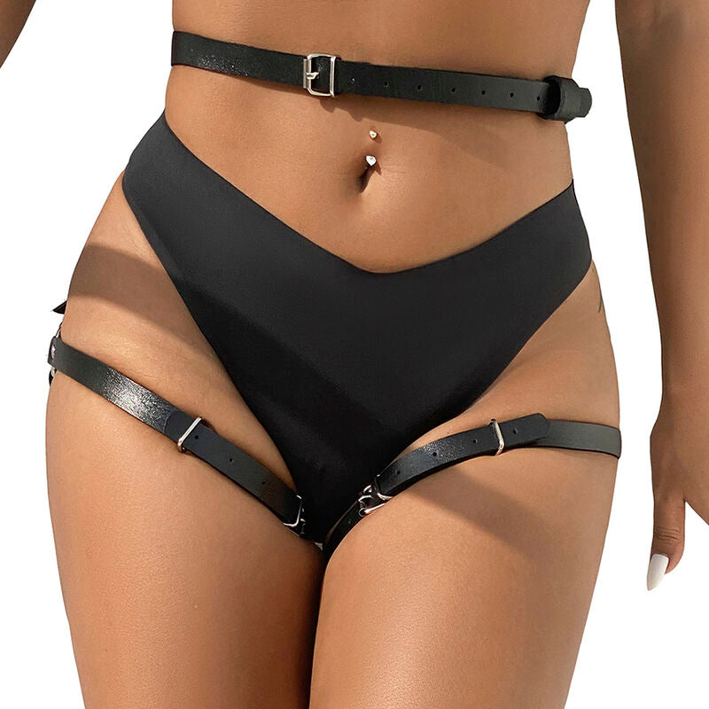 SUBBLIME - LEATHER WAIST AND LEG HARNESS BLACK ONE SIZE - 10