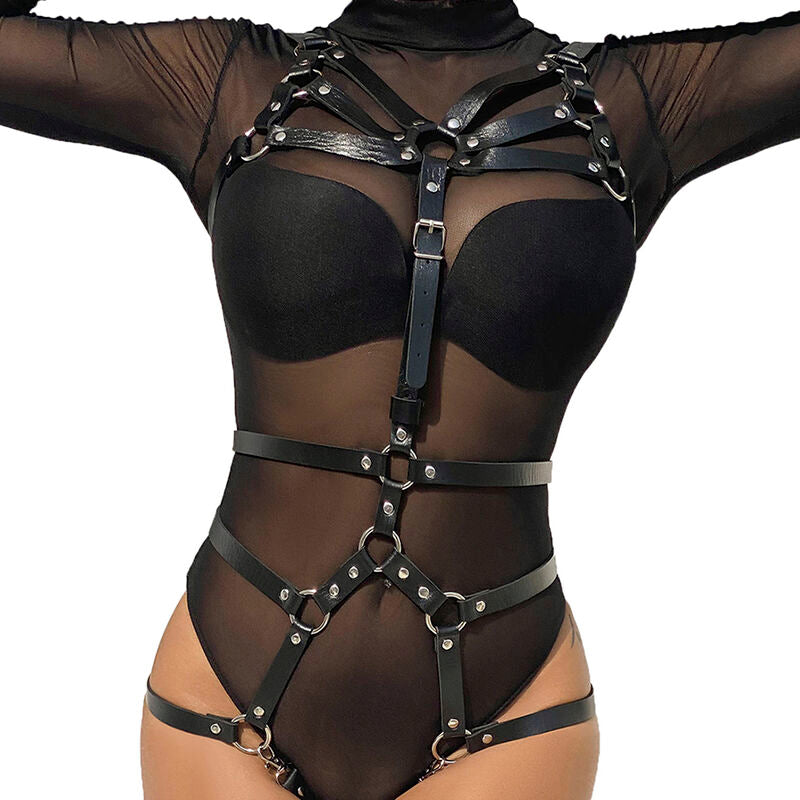 SUBBLIME - BODY HARNESS ADJUSTABLE STRAPS LEATHER BLACK ONE SIZE - 11
