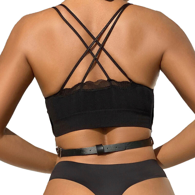 SUBBLIME - BLACK LEATHER CHAINS CHEST ONE SIZE