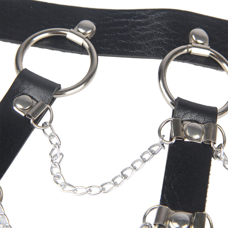 SUBBLIME - BLACK LEATHER CHAINS CHEST ONE SIZE