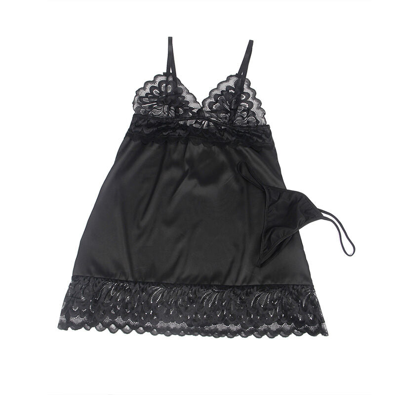 SUBBLIME - BABYDOLL WITH FLORAL PRINT CHEST BLACK S/M - 3