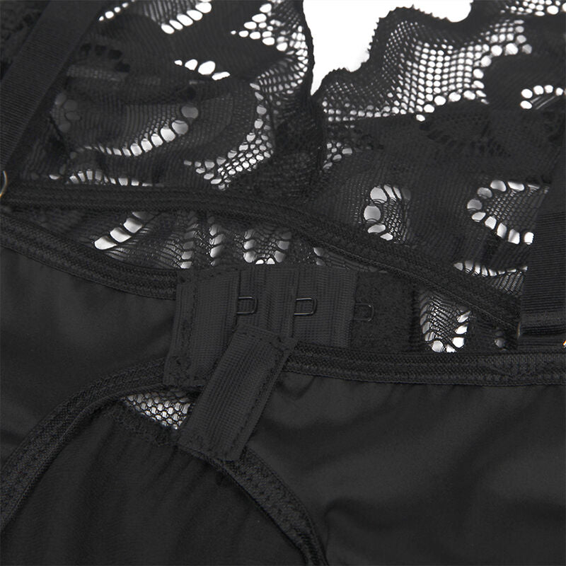SUBBLIME - BABYDOLL WITH FLORAL PRINT CHEST BLACK S/M - 10