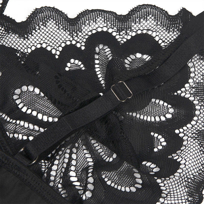 SUBBLIME - BABYDOLL WITH FLORAL PRINT CHEST BLACK S/M - 11