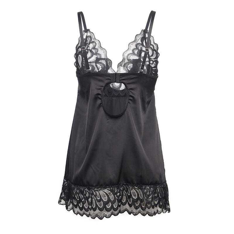 SUBBLIME - BABYDOLL WITH FLORAL PRINT CHEST BLACK S/M - 5