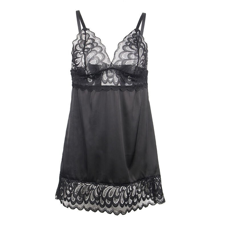 SUBBLIME - BABYDOLL WITH FLORAL PRINT CHEST BLACK S/M - 4
