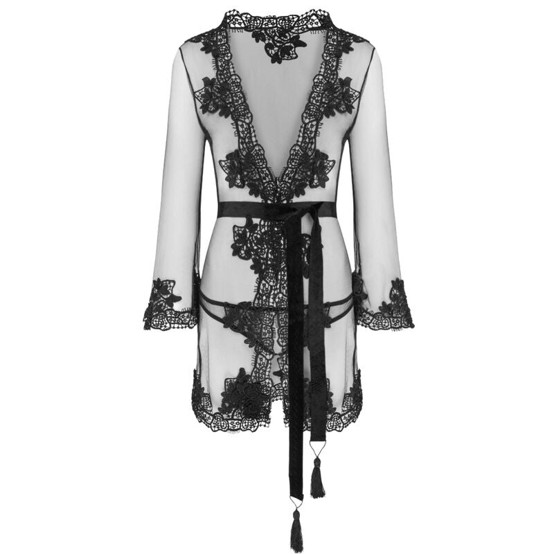 LIVCO CORSETTI FASHION - HERINA LC XG056 DRESSING GOWN + BLACK SLIP ONE SIZE