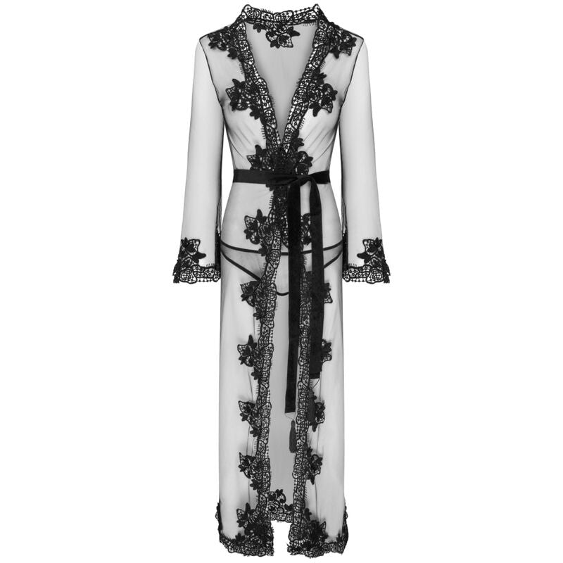LIVCO CORSETTI FASHION - NOKINA LC XG055 ROBE DE CHAMBRE + CULOTTE NOIRE TAILLE UNIQUE
