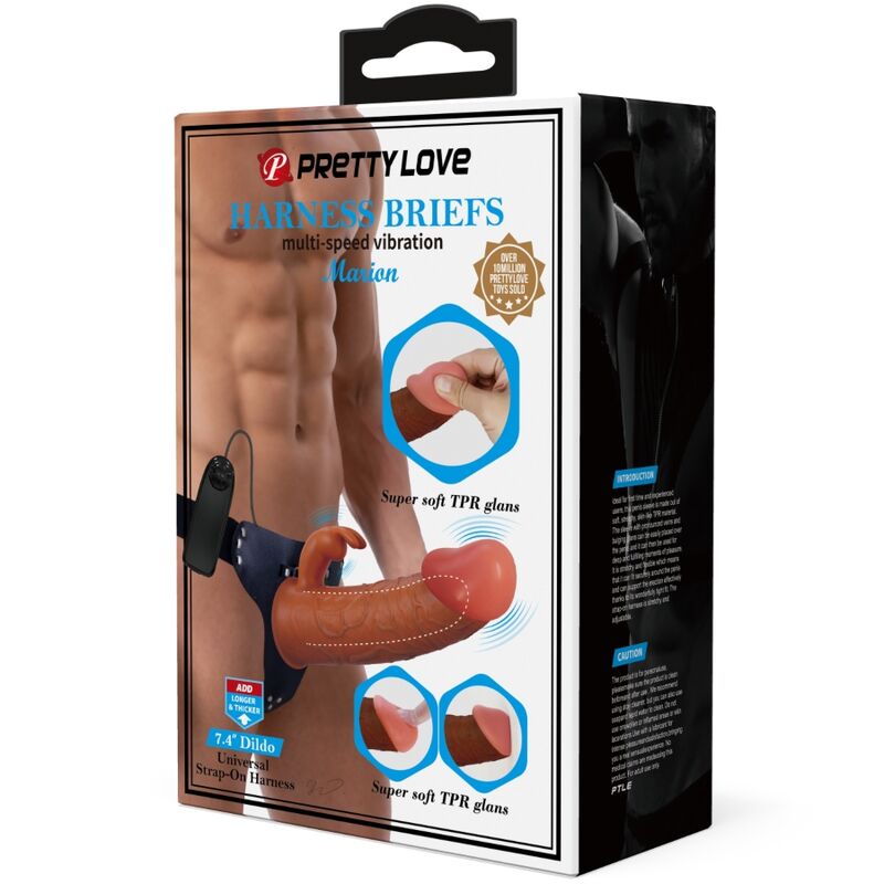 PRETTY LOVE - HARNAIS MARION CULOTTE UNIVERSELLE AVEC GODE VIBRANT 19 CM MARRON