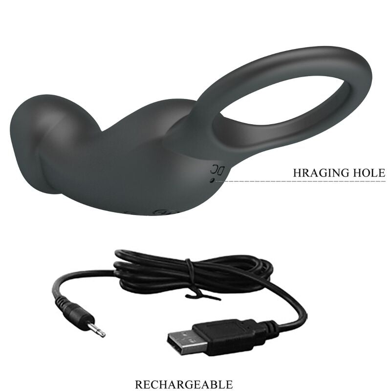 PRETTY LOVE - ANELLO ANALE E VIBRATORE WARREN BLACK