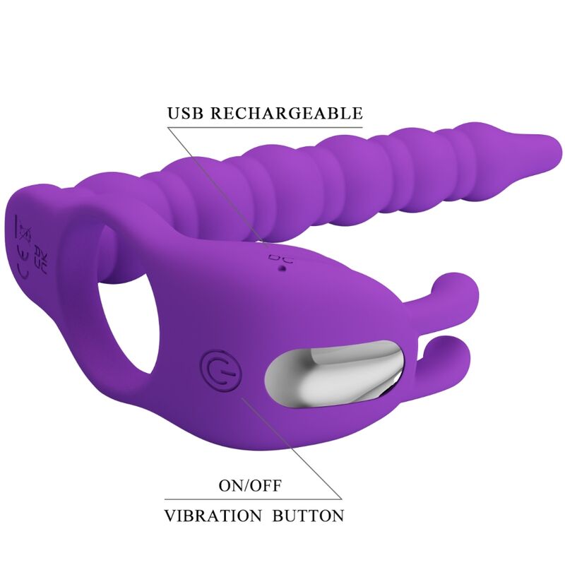 PRETTY LOVE - ANNEAU PÉNIS BLACKNEY AVEC PLUG VIBRATEUR LILA