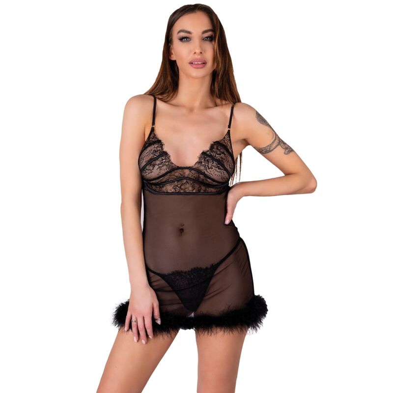 LIVCO CORSETTI FASHION - ZERUNAM SET BABYDOLL + BLACK THONG - S/M - 5