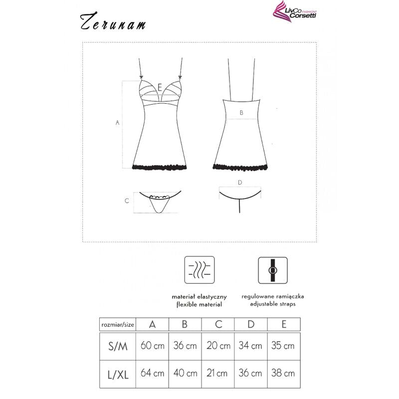 LIVCO CORSETTI FASHION - ZERUNAM SET BABYDOLL + BLACK THONG - L/XL - 10