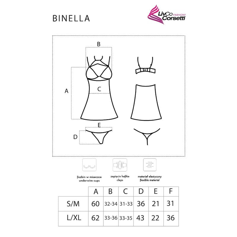LIVCO CORSETTI FASHION - ENSEMBLE BINELLA BABYDOLL + TANGA NEGRO