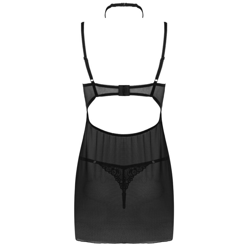 LIVCO CORSETTI FASHION - ENSEMBLE BINELLA BABYDOLL + TANGA NEGRO