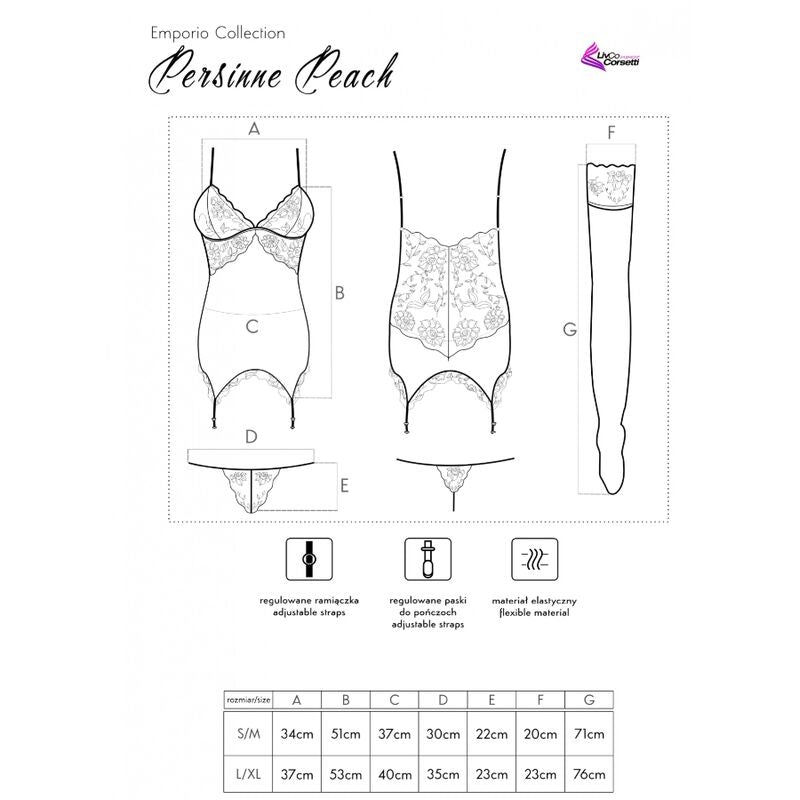 LIVCO CORSETTI FASHION - PERSINNE PEACH SET CORSET + PANTY + STOCKINGS - 3