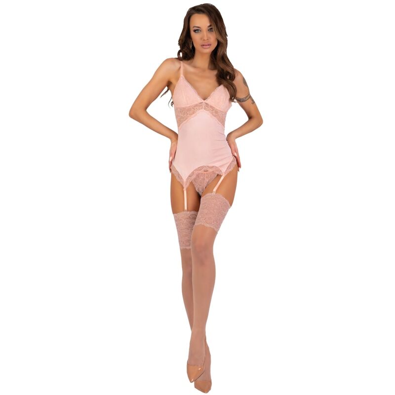 LIVCO CORSETTI FASHION - PERSINNE PEACH SET CORSET + PANTY + STOCKINGS - S/M - 5