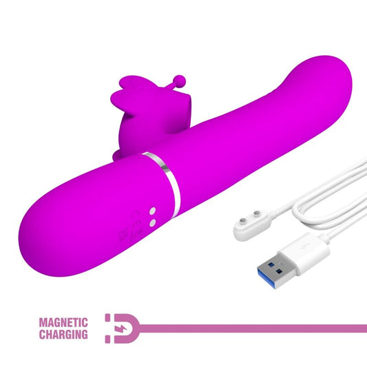 PRETTY LOVE - MULTIFUNCTION RABBIT VIBRATOR 4 IN 1 BUTTERFLY FUCHSIA - 1