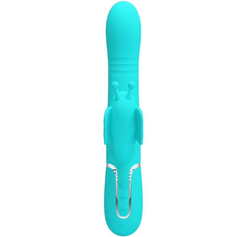 PRETTY LOVE - MULTIFUNCTION RABBIT VIBRATOR 4 IN 1 BUTTERFLY AQUA GREEN - 3