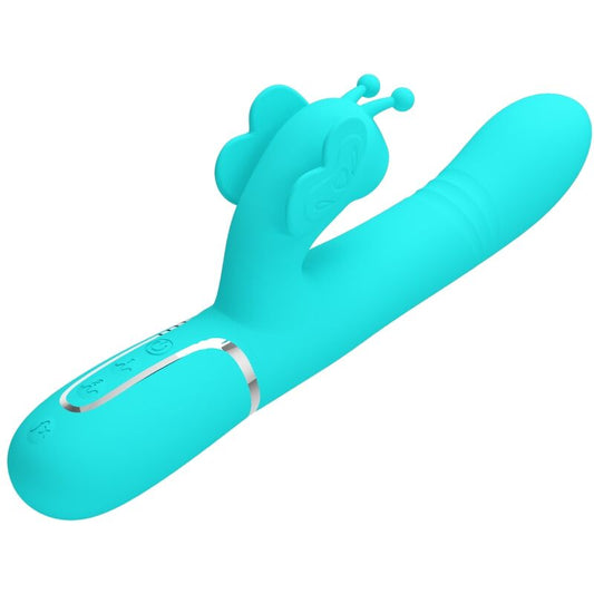 PRETTY LOVE - MULTIFUNCTION RABBIT VIBRATOR 4 IN 1 BUTTERFLY AQUA GREEN - 1