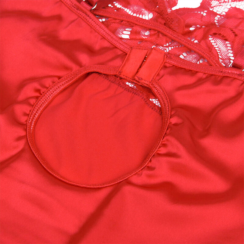 SUBBLIME - SATIN BABYDOLL WITH LACE RED L/XL - S/M - 8