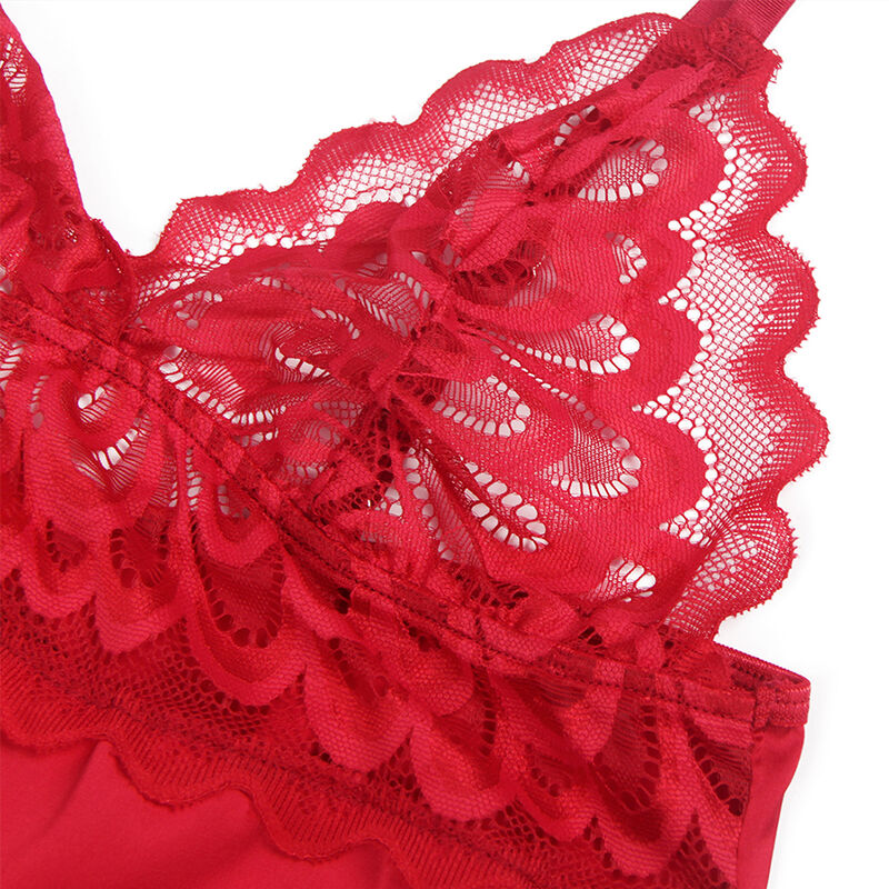 SUBBLIME - SATIN BABYDOLL WITH LACE RED L/XL - S/M - 11