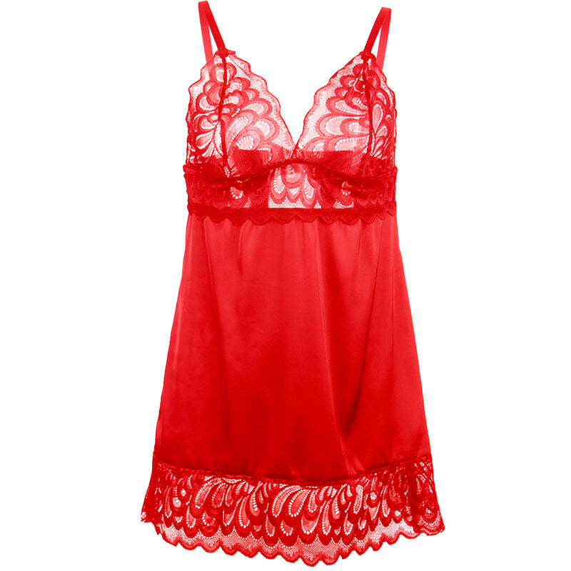 SUBBLIME - SATIN BABYDOLL WITH LACE RED L/XL - S/M - 21