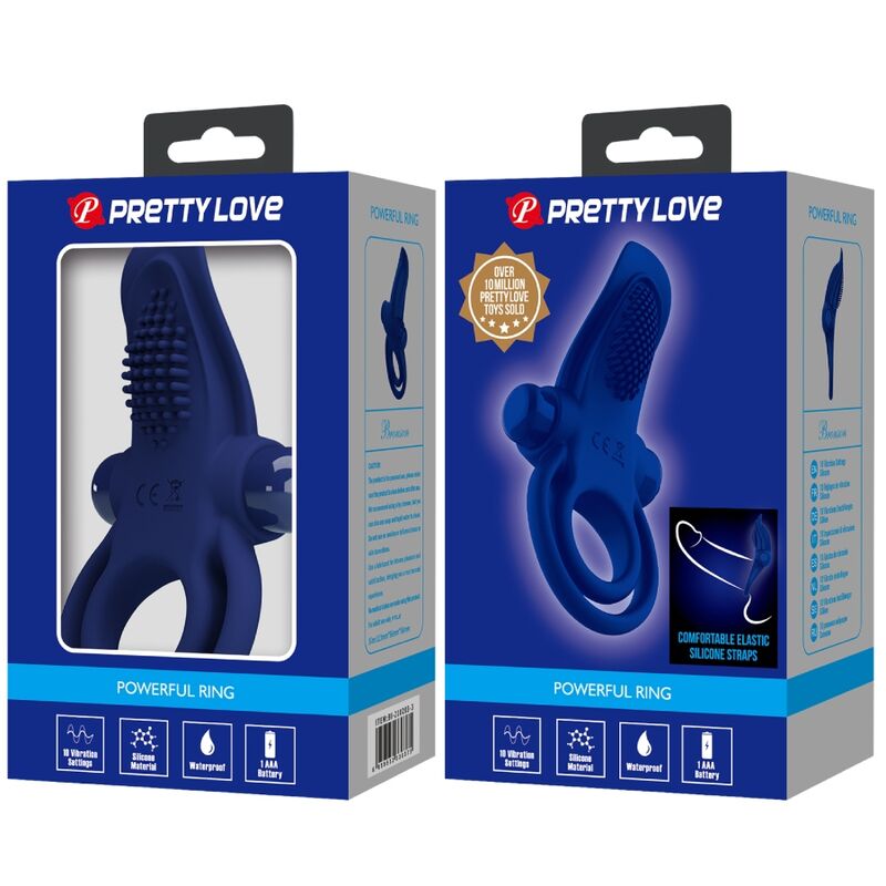 PRETTY LOVE - BRONSON DOUBLE BAGUE AVEC VIBRATION BLEU