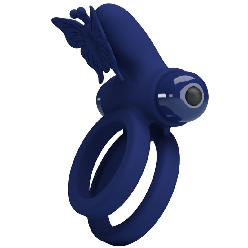 PRETTY LOVE - JAMELE DOUBLE RING WITH VIBRATION & BUTTERFLY STIMULATOR BLUE - 2