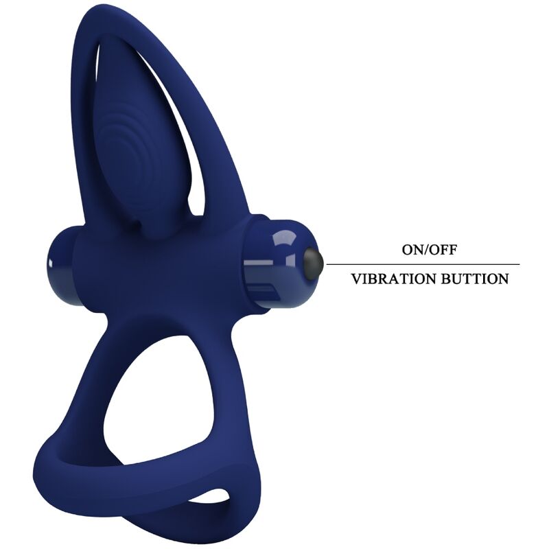 PRETTY LOVE - MAT DOUBLE RING WITH VIBRATION & STIMULATOR BLUE - 9