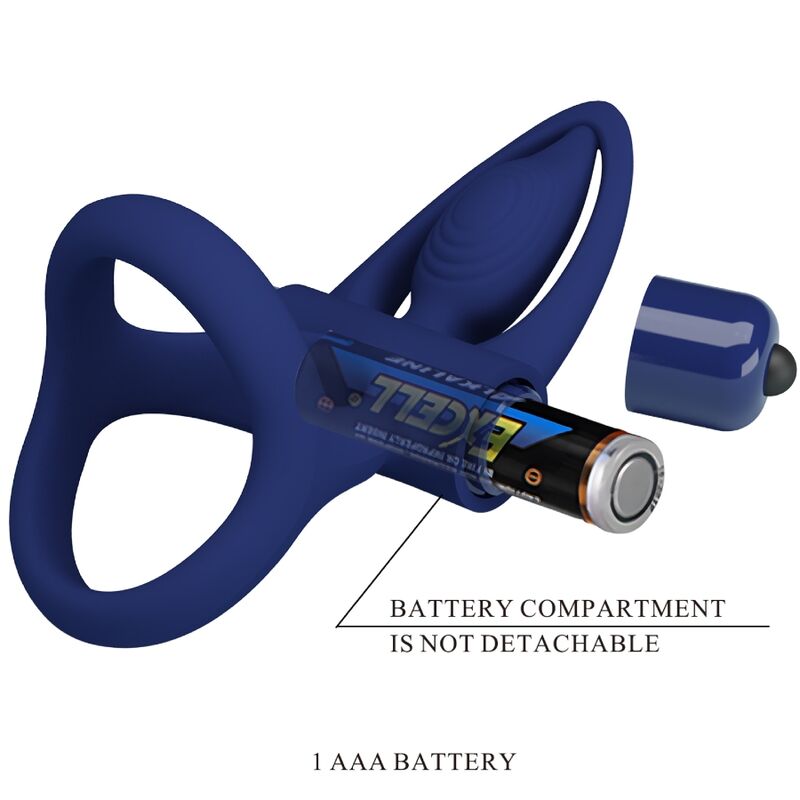 PRETTY LOVE - MAT DOUBLE RING WITH VIBRATION & STIMULATOR BLUE - 6