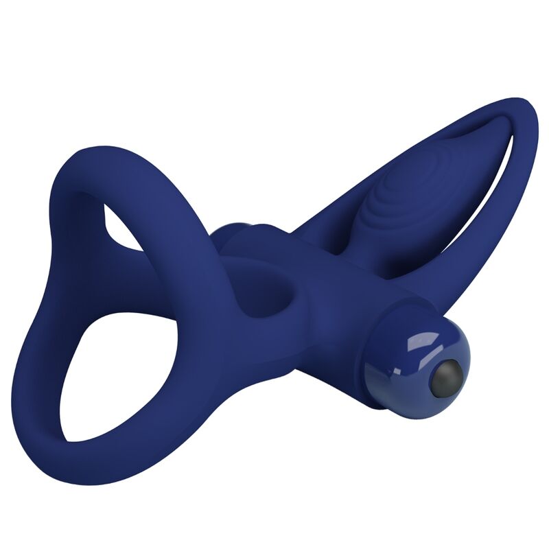 PRETTY LOVE - MAT DOUBLE RING WITH VIBRATION & STIMULATOR BLUE - 5