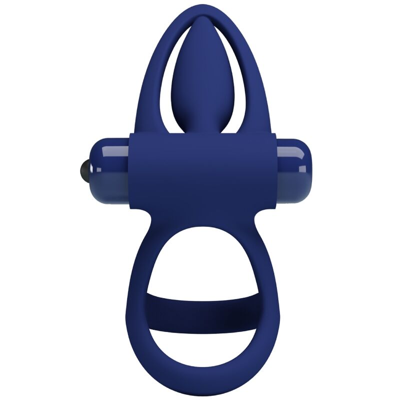 PRETTY LOVE - MAT DOUBLE RING WITH VIBRATION & STIMULATOR BLUE - 3
