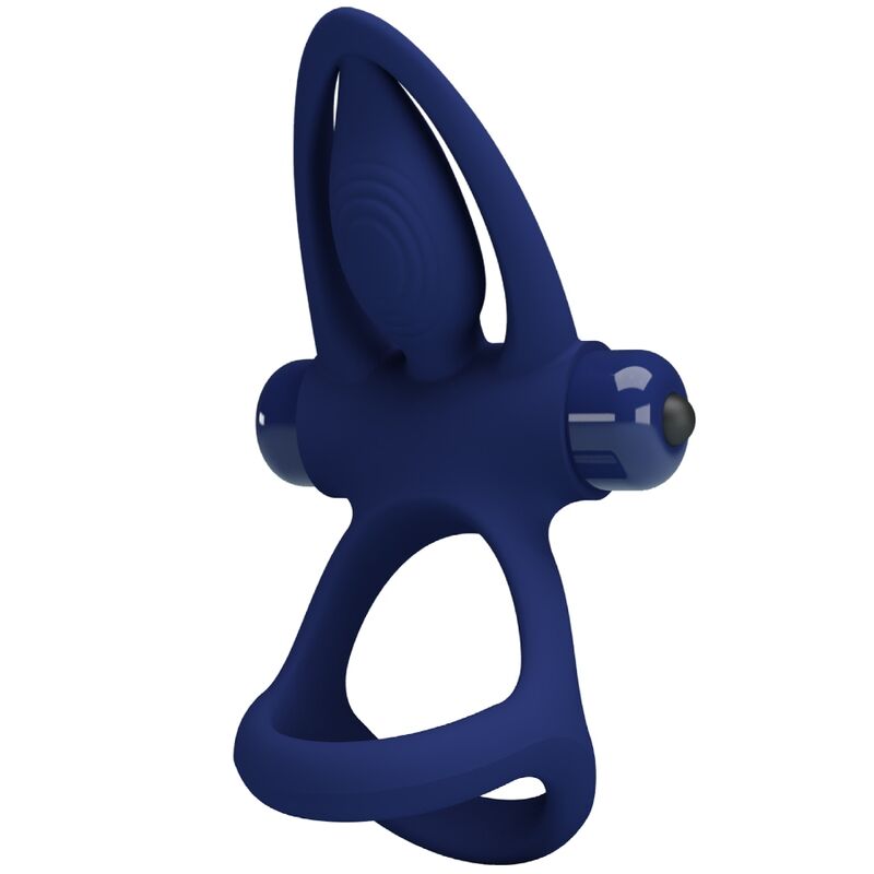 PRETTY LOVE - MAT DOUBLE RING WITH VIBRATION & STIMULATOR BLUE - 10
