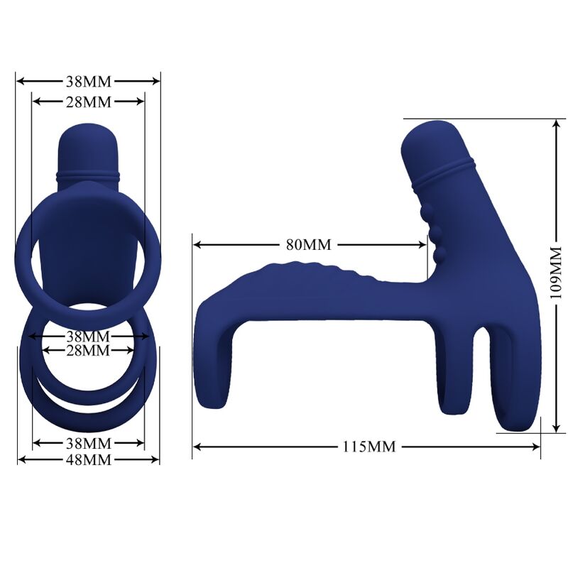 PRETTY LOVE - ELISH VIBRATING RING WITH EXTENSION BLUE - 5