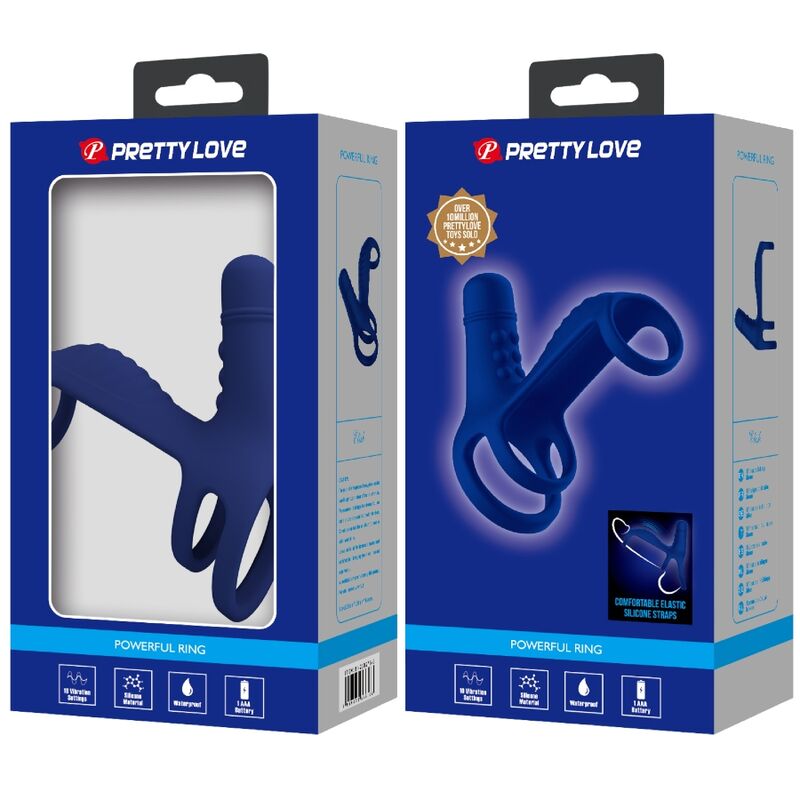 PRETTY LOVE - ELISH VIBRATING RING WITH EXTENSION BLUE - 1